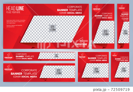 Set of Red and Black Web banners templates, Standard sizes with space. Vector illustration 72509719