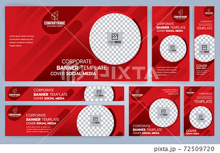 Set of Red and Black Web banners templates, Standard sizes with space. Vector illustration 72509720