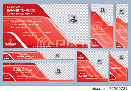 Set of Red and Black Web banners templates, Standard sizes with space. Vector illustration 72509721