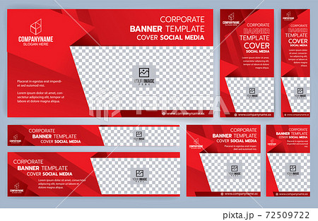 Set of Red and Black Web banners templates, Standard sizes with space. Vector illustration 72509722