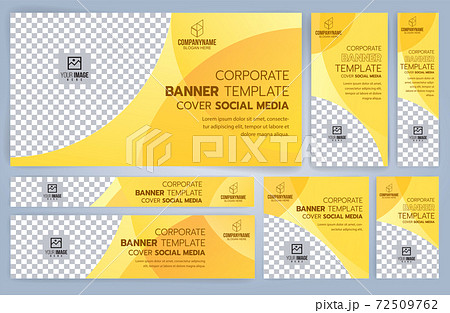 Set of Yellow and Black Web banners templates, Standard sizes with space. Vector illustration 72509762