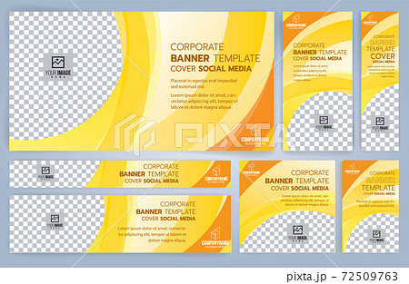 Set of Yellow and Black Web banners templates, Standard sizes with space. Vector illustration 72509763