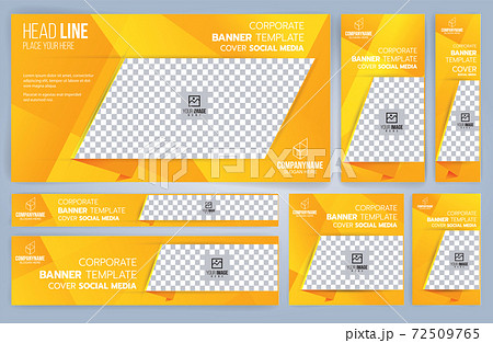 Set of Yellow and Black Web banners templates, Standard sizes with space. Vector illustration 72509765