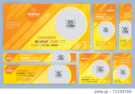 Set of Yellow and Black Web banners templates, Standard sizes with space. Vector illustration 72509766