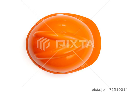 Top view Orange safety engineer helmet with clipping path isolated white background. 72510014