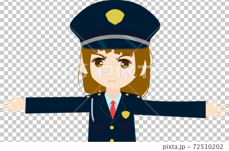 一個可愛的女孩衛兵的上身的插圖用兩隻手打開 一個可愛的女孩衛兵的上身的插圖用兩隻手打開 72510202