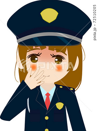 照れる可愛い女の子の警備員の上半身のイラストのイラスト素材