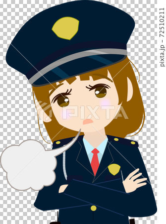 疲れてため息をつく可愛い女の子の警備員の上半身のイラストのイラスト素材