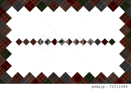飾り枠＆飾り罫　パッチワーク　秋冬色のタータンチェック（加工有り） 72511493