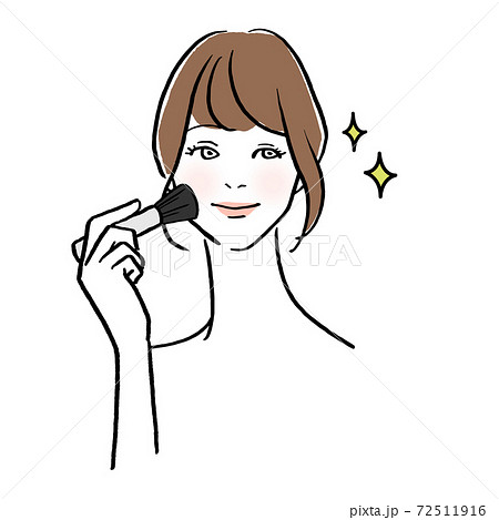 チークのメイクをする女性イラストのイラスト素材