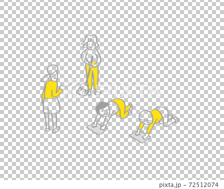 学校生活ーシンプルな線画手描きイラストー掃除の時間 学校生活ーシンプルな線画手描きイラストー掃除の時間 72512074