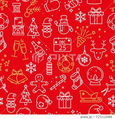 Pattern with traditional Christmas symbols on red Pattern with traditional Christmas symbols on red 72512086