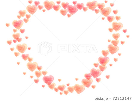 ハートが集まり大きなハートになる赤色のフレームのイラスト素材 ハートが集まり大きなハートになる赤色のフレームのイラスト素材