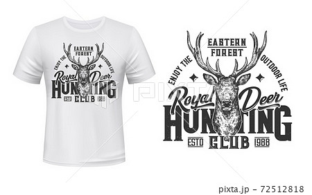 Tshirt print with sketch deer, reindeer mascot 72512818