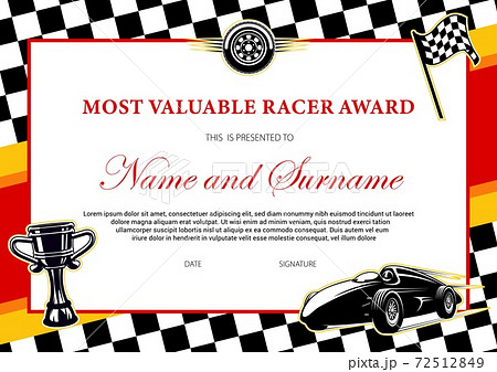 Car racing winner certificate, races diploma award 72512849
