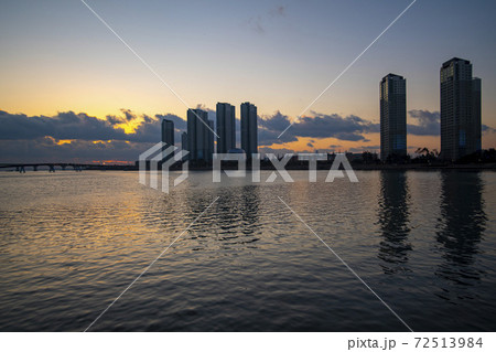 風景 海 日没 72513984