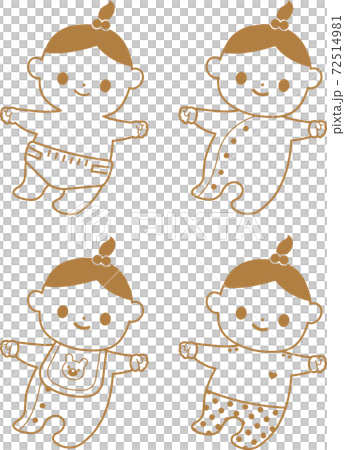 赤ちゃん　イラスト　セット 72514981
