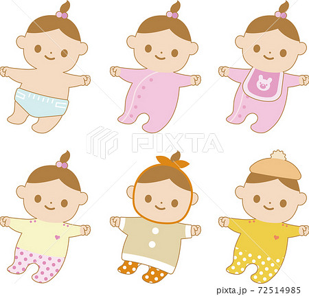 赤ちゃん　イラスト　セット 72514985
