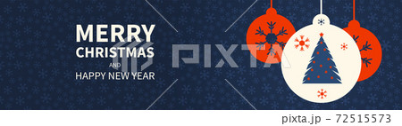 Christmas ball with a pattern of fir and snowflakes inside. Congratulatory text. Horizontal Christmas banner, headers, sites. Flat modern design. Vector Christmas ball with a pattern of fir and snowflakes inside. Congratulatory text. Horizontal Christmas banner, headers, sites. Flat modern design. Vector 72515573