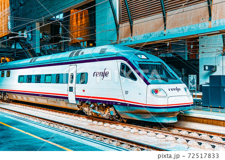 Modern hi-speed passenger train of Spanish railways company-Renf Modern hi-speed passenger train of Spanish railways company-Renf 72517833