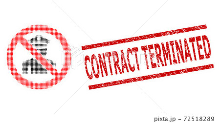 Scratched Contract Terminated Seal Stamp and Halftone Dotted Stop Policeman 72518289