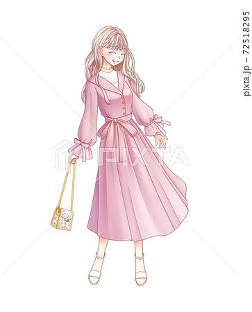 Pink Dress Girl Stock Illustration