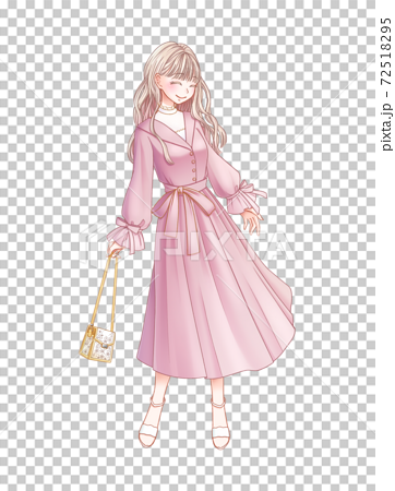 Pink Dress Girl Stock Illustration