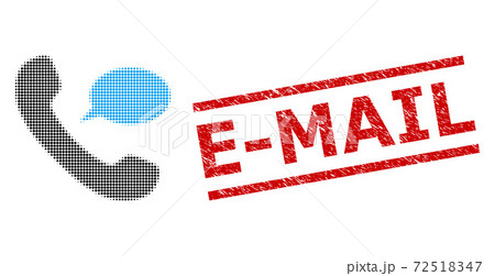 Textured E-Mail Seal and Halftone Dotted Phone Message 72518347