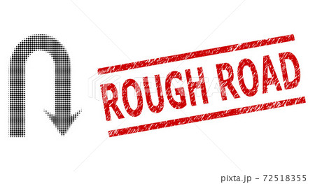 Grunge Rough Road Stamp and Halftone Dotted Turn Back 72518355