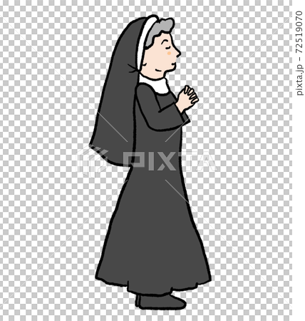 お祈りをする修道女のイラストのイラスト素材