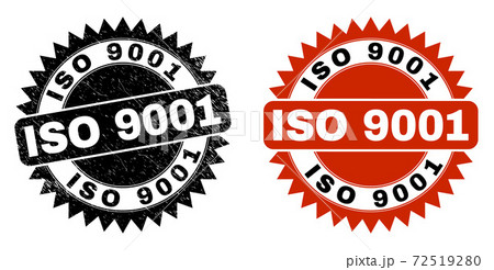 ISO 9001 Black Rosette Stamp with Grunge Styleのイラスト素材 [72519280] - PIXTA