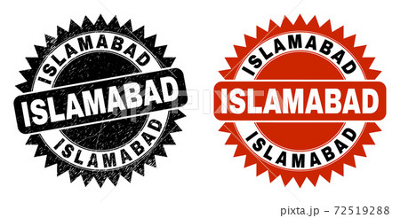 ISLAMABAD Black Rosette Stamp with Grunged Surface ISLAMABAD Black Rosette Stamp with Grunged Surface 72519288