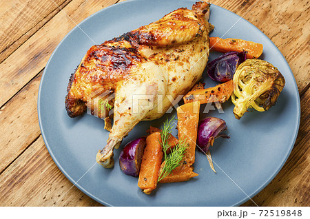 Roasted partridge with pumpkin Roasted partridge with pumpkin 72519848