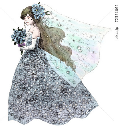 ブルードレスの新婦のイラスト素材 ブルードレスの新婦のイラスト素材
