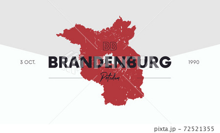 7 of 16 states of Germany with a name, capital and detailed vector Brandenburg map for printing posters, postcards and t-shirts 72521355