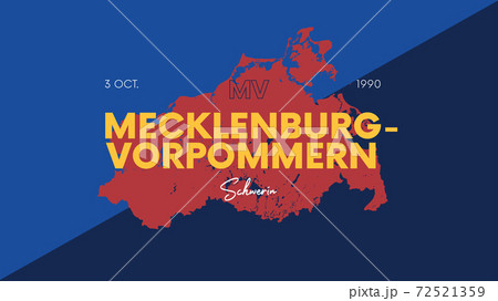 5 of 16 states of Germany with a name, capital and detailed vector Mecklenburg-Vorpommern map for printing posters, postcards and t-shirts 72521359