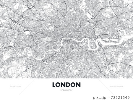 City map London England, travel poster detailed urban street plan, vector illustration 72521549
