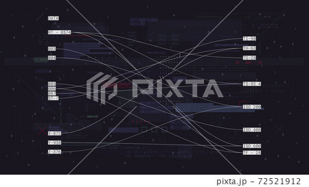 Cyberspace coding and programming virtual communications and data exchange, vector background, abstract matrix space with digits 72521912