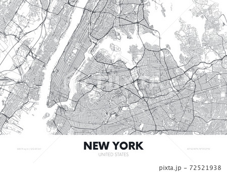 City map New York USA, travel poster detailed urban street plan, vector illustration 72521938