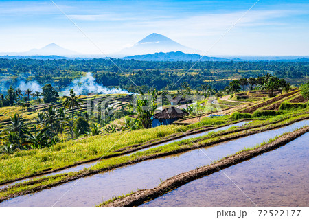 アグン山と棚田の風景 72522177
