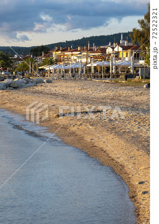 Beach on the Aegean sea coast of Greece in Skala Fourkas 72522321