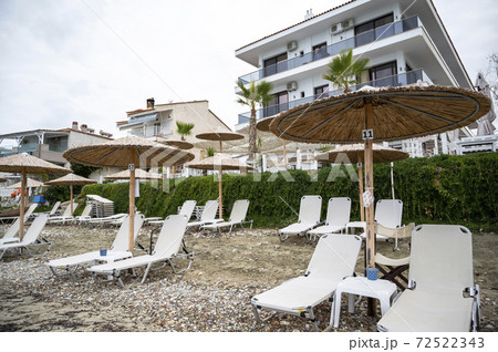 Beach on the Aegean sea coast in Greece 72522343
