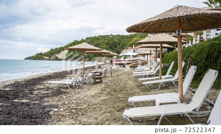Beach on the Aegean sea coast in Greece 72522347