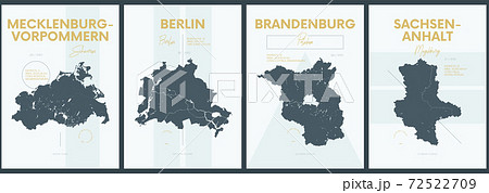 Vector posters with highly detailed silhouettes maps states of Germany - Mecklenburg-Vorpommern, Berlin, Brandenburg, Sachsen-Anhalt - set 2 of 4 Vector posters with highly detailed silhouettes maps states of Germany - Mecklenburg-Vorpommern, Berlin, Brandenburg, Sachsen-Anhalt - set 2 of 4 72522709