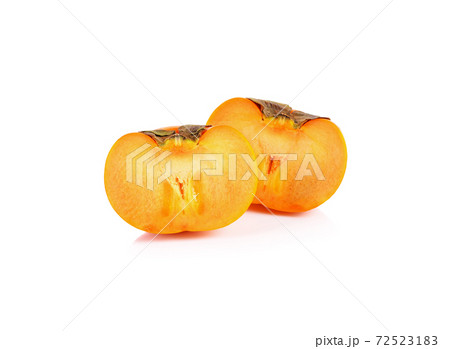 fresh ripe persimmons isolated on white background 72523183