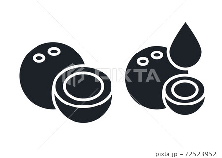Coconut and coconut milk icon. Black isolated silhouette. Fill solid icon. Modern minimalistic design. Vector illustration. Fruits 72523952
