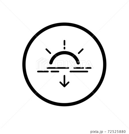 Sunset. Weather icon in a circle. Isolated vector illustration 72525880