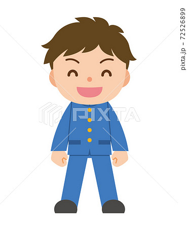笑う 男子学生 学生服のイラスト素材