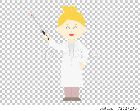 Illustration of a white female doctor explaining with a pointer Illustration of a white female doctor explaining with a pointer 72527239