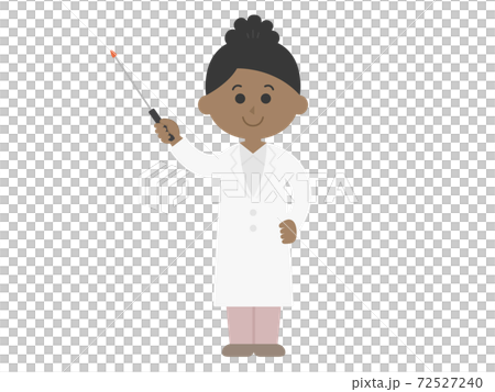 Illustration of a black female doctor explaining with a pointer Illustration of a black female doctor explaining with a pointer 72527240